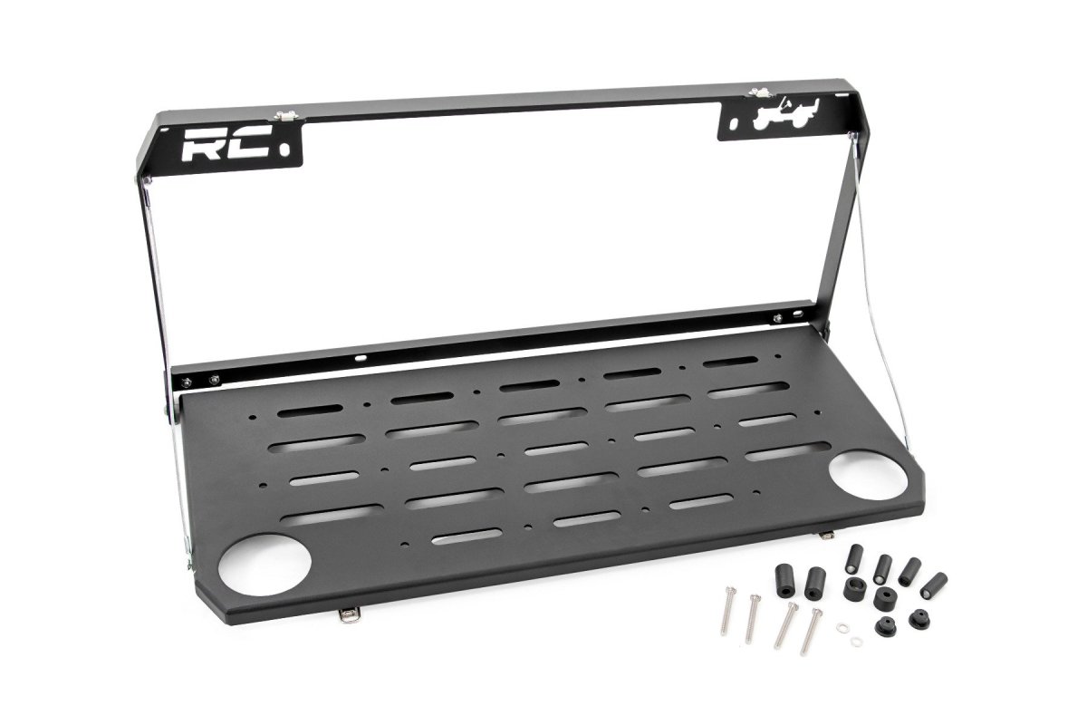 Jeep Wrangler JL Tailgate Table - Rough Country - Folding - Black - '21-'24